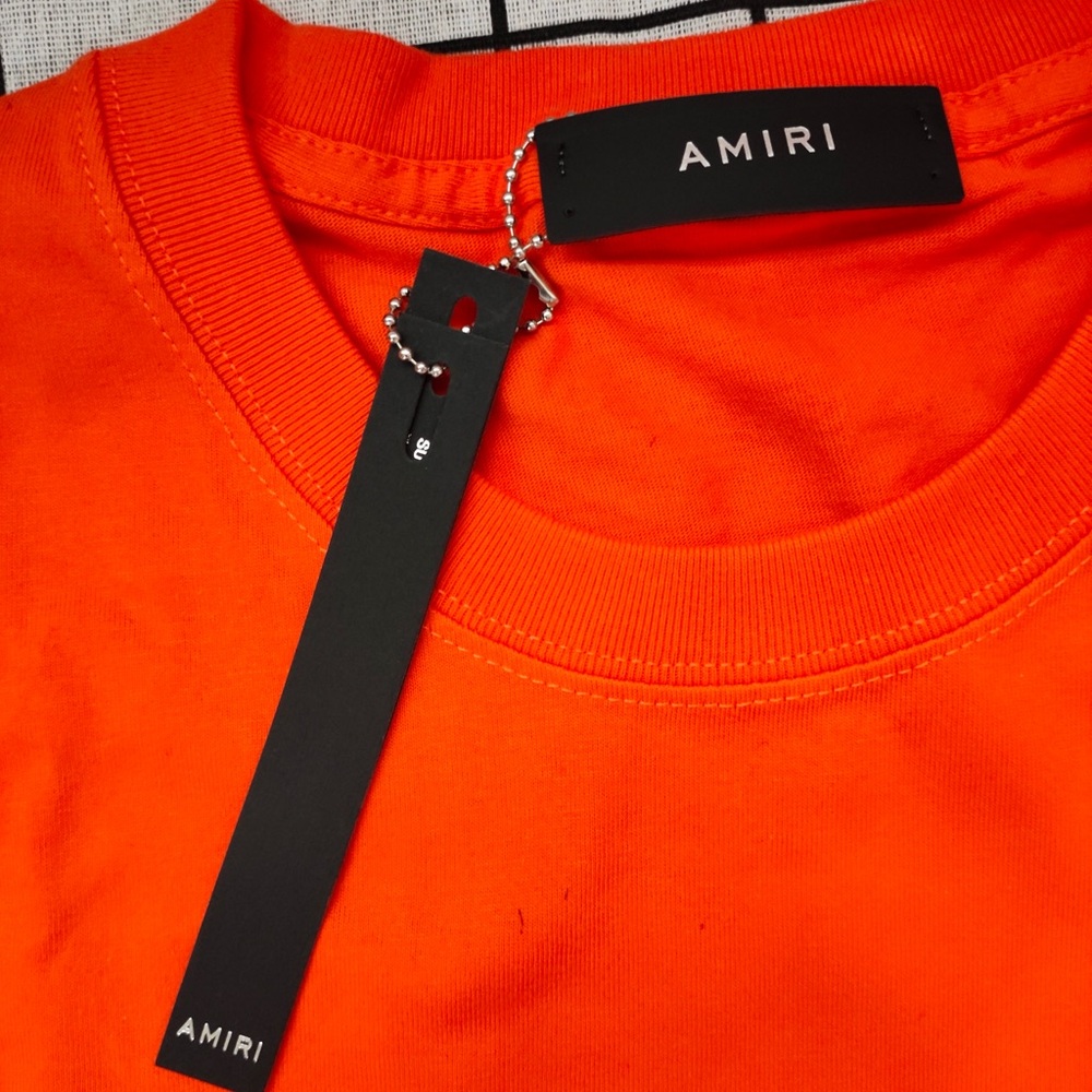 AMIRI Bright Orange Short Sleeve Logo Tee - Picture 3 of 7